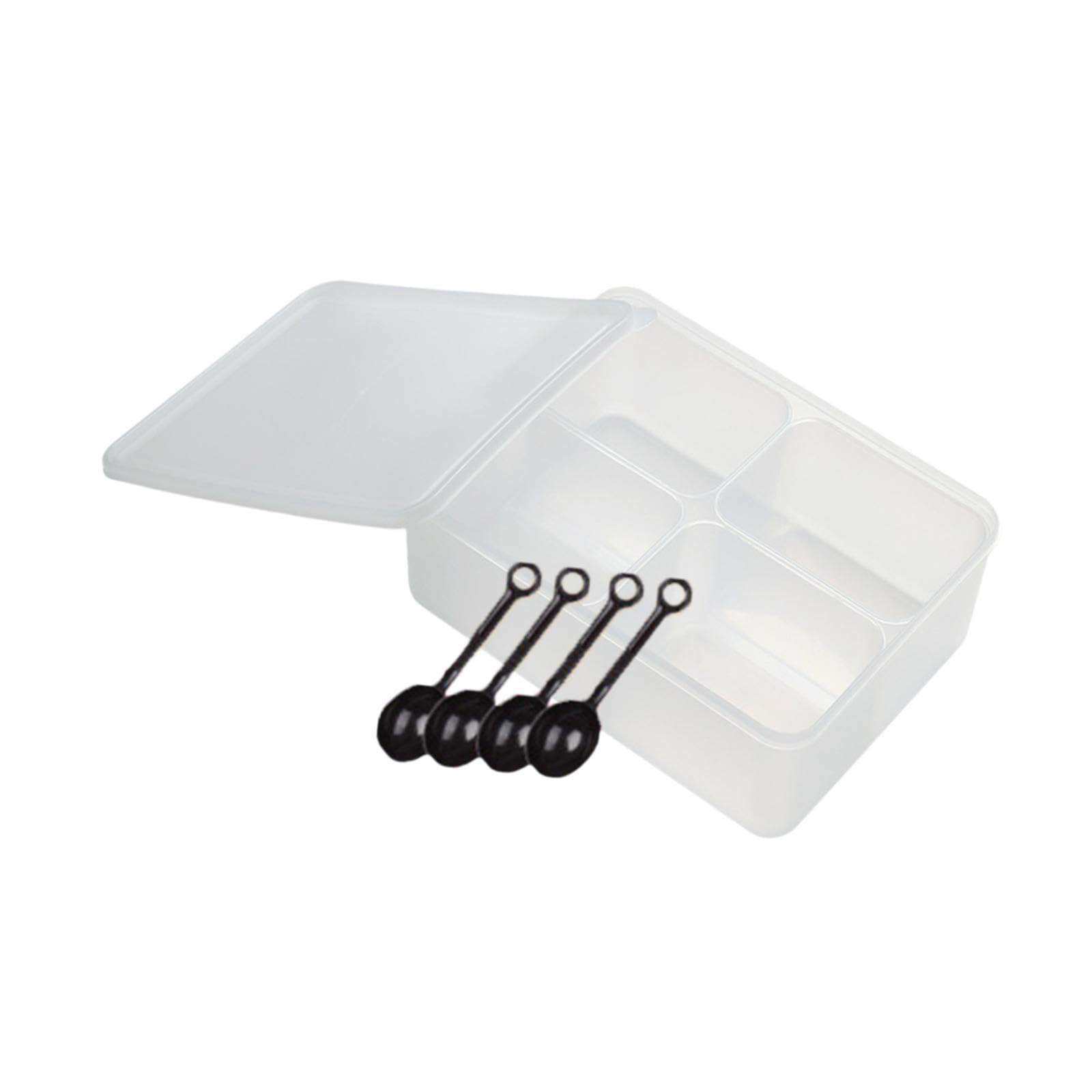 Saz Dekor Seasoning Box 4 Compartments With Lid Practical For Cupboard Cafe Restaurant 15.8Cmx21.5Cmx8.5Cm|Food Grade Bpa Free L