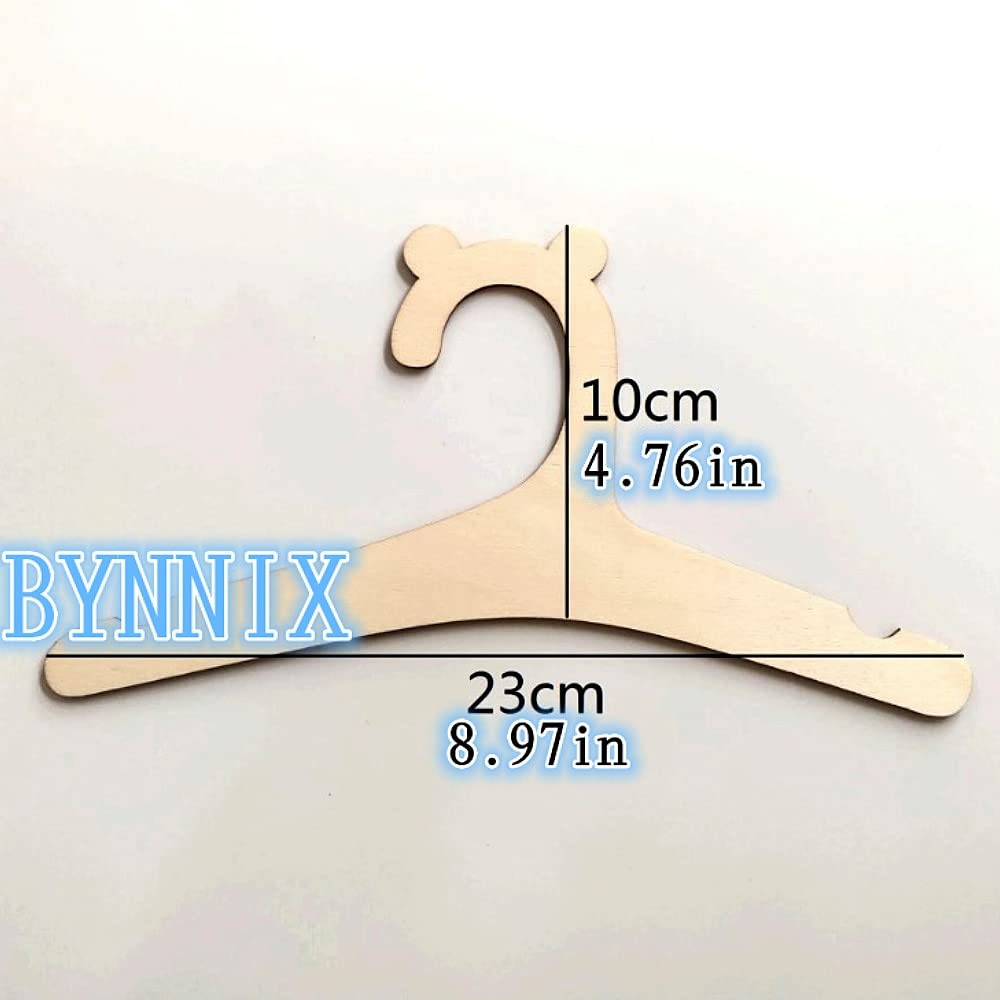 Bynnix Wooden Childrens Hangers Kids Hangers,(10 Pack) Cute Bear Ears Wood Baby Hangers Nursery Hangers, Non Slip Coat Hanger Fo