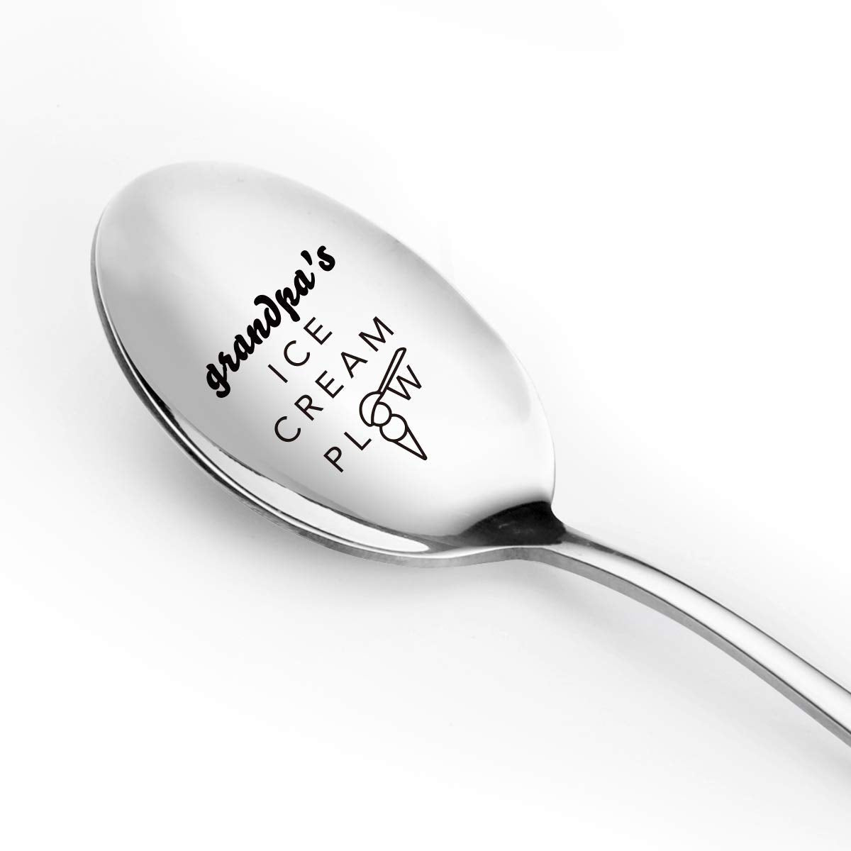 Best Grandpa Gifts - Grandpa'S Ice Cream Plow Spoon Engraved - Funny Ice Cream Spoon Stainless Steel - Papa Gifts From Granddaug