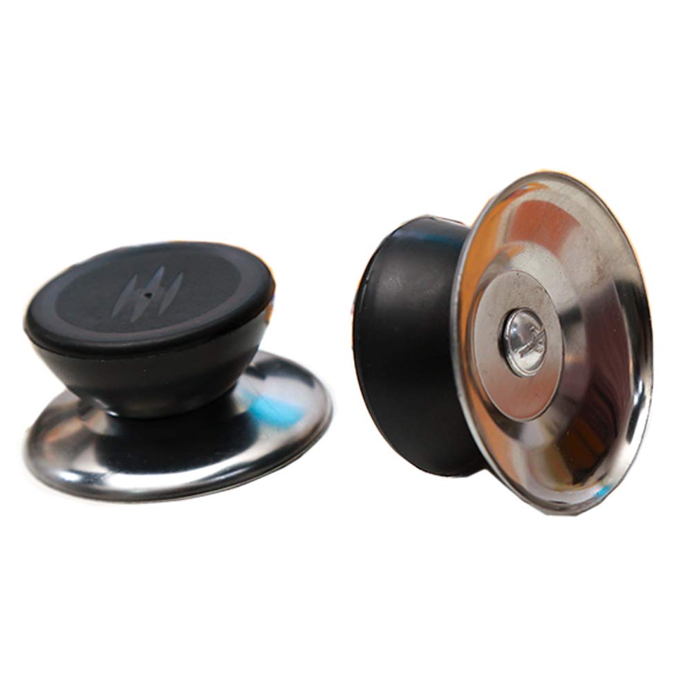 Lasenersm Universal Pot Lid Cover Knobs - 2 Sets, 2.7" Stainless Steel Base, Black and Silver