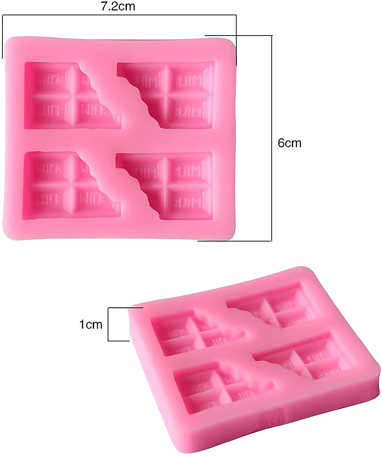2Pcs Half Chocolate Shape Silicone Molds For Diy Fondant Candy Making Chocolate Mold Lollipop Desserts Ice Cube Gum Clay Soap Bi