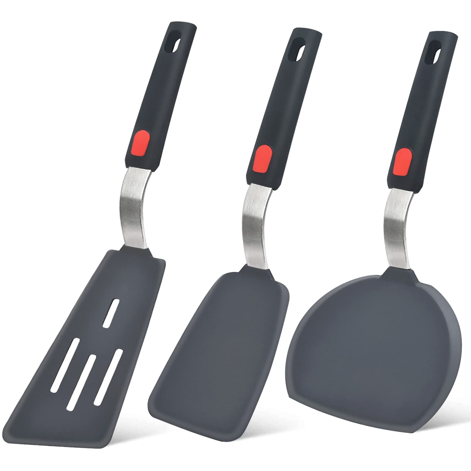 Silicone Spatula Turner Set Of 3, Beijiyi 600F Heat Resistant Cooking Spatulas For Nonstick Cookware, Large Flexible Kitchen Ute