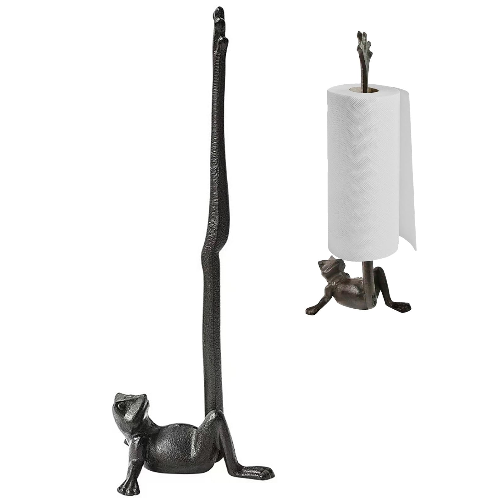 Jeonz Cast Iron Paper Towel Holder Countertop, Frog Leg Toilet Paper Holder Stand, Stable & Durable, Cute Funny Animal Rustic De