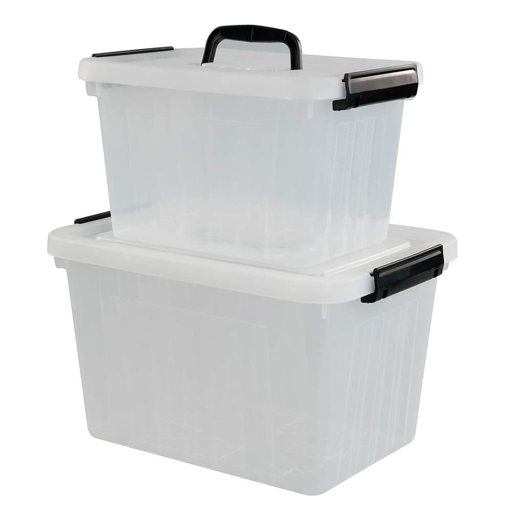 Obstnny 12 Quart&6 Quart Plastic Latching Box With Handles  Clear Storage Bins with Lid