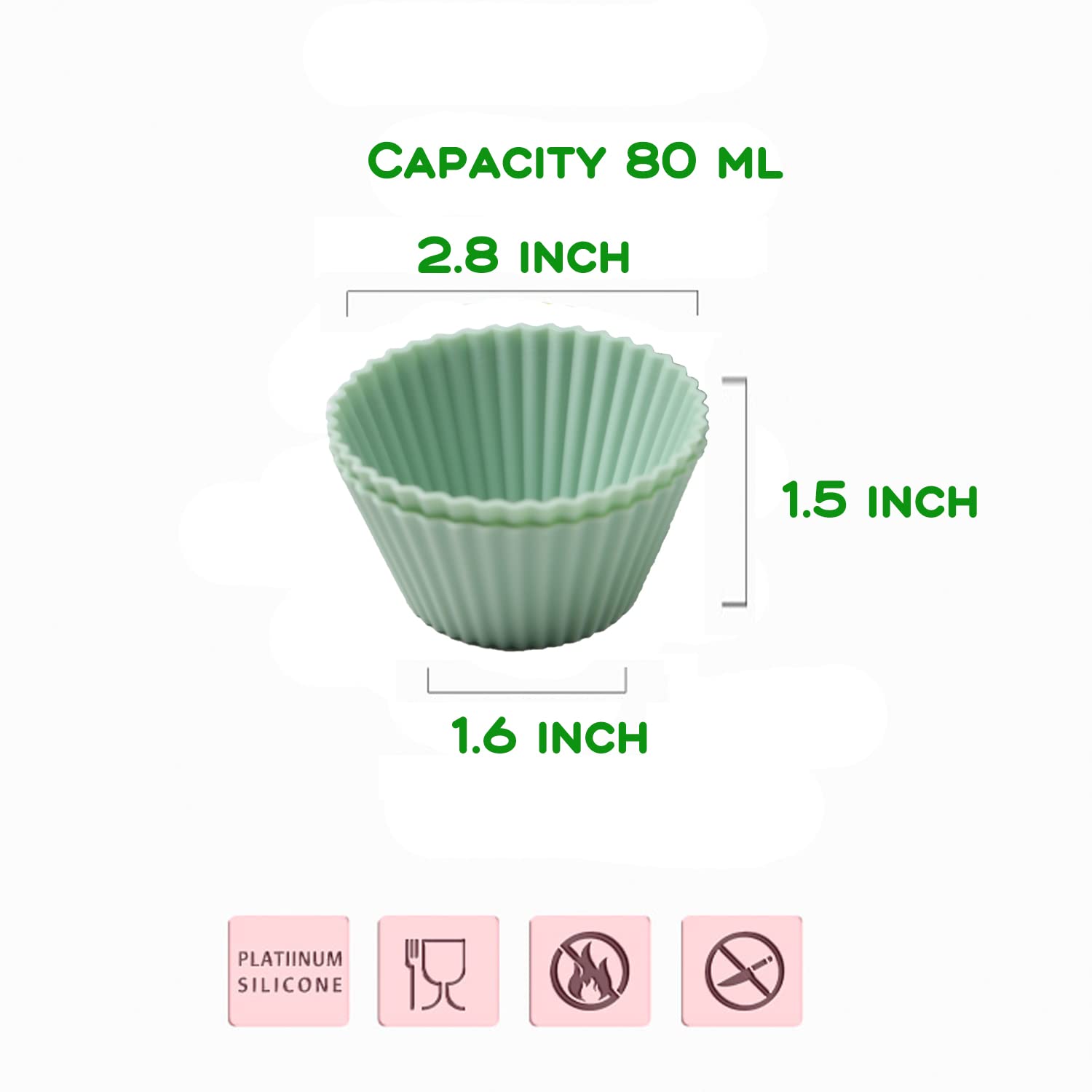 16 Pack Silicone Cupcake Liners, Reusable Muffin Cups For Baking Cake Molds, Muffin Liners, Dishwasher Safe Standard
