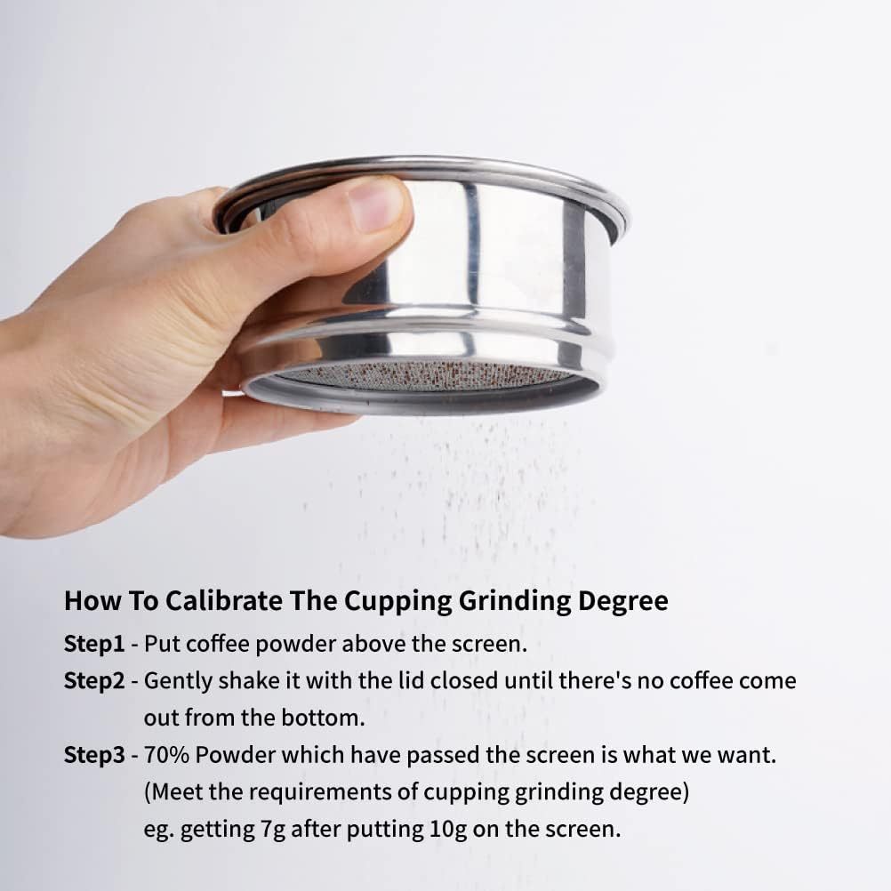 Watchget Coffee Cupping Grind Sifter Coffee Sieve Calibration Fine Mesh 20 Mesh Sieve With Cleaning Brush Stainless Steel Profes