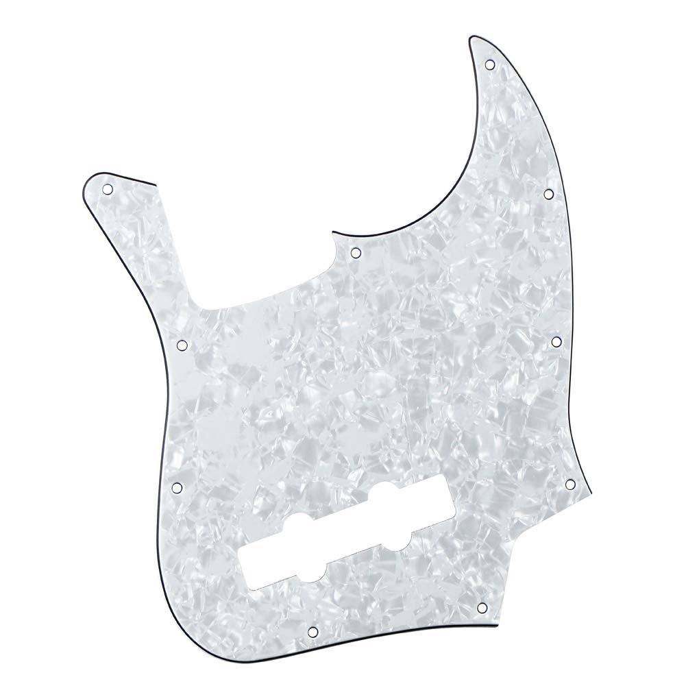 Fleor 10 Hole Jazz Bass Pickguard Scratch Plate Pick Guards For 4 Strings Americanmexican Standard Jazz Bass Part, 4Ply White Pe