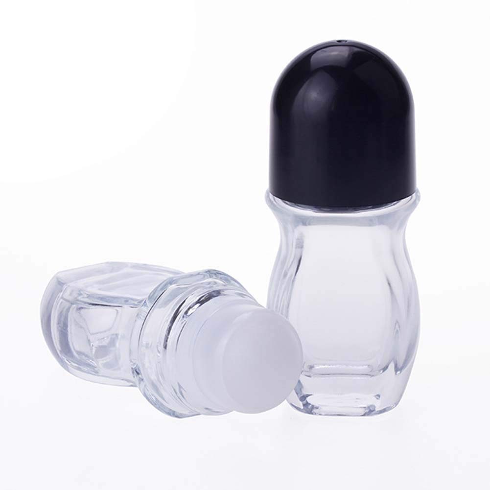 4Pcs 30Ml/1 Oz Clear Refillable Glass Roll-On Deodorant Bottles Reusable Leak-Proof Massage Roller Bottles Containers With Rolle