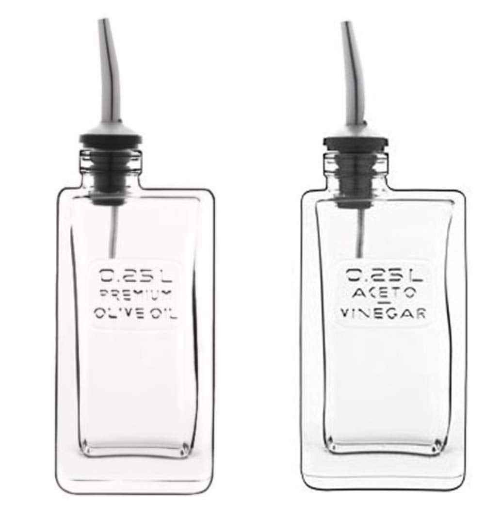 Luigi Bormioli Optima Olive Oil and Vinegar Bottle Set  Clear, Set of 2