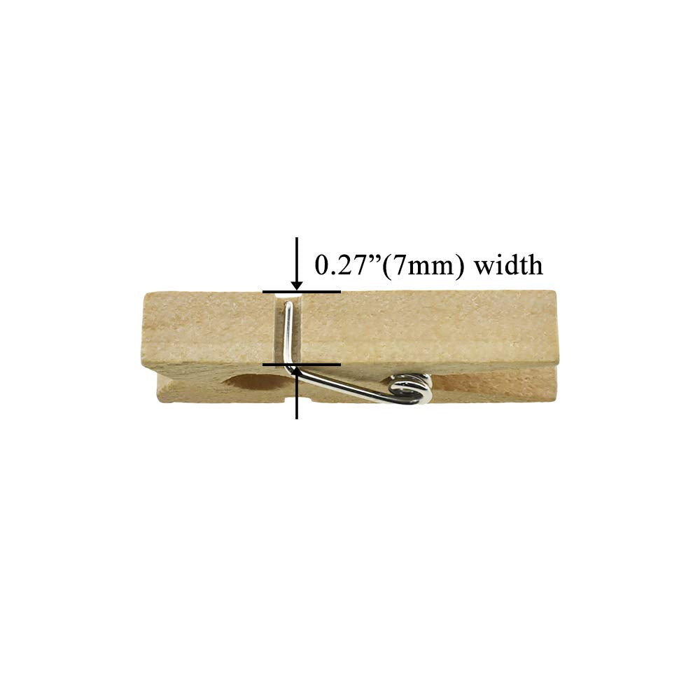 Hahiyo Wooden Clothes Pins Clothespins Small Do Not Fall Apart 1.38 Inches Length 60 Pack Sturdy Strong Springs No Rust No Disco