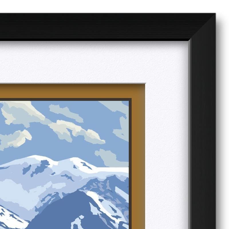 Colorado Snowy Mountain Ridges Professionally Framed & Matted Art Print From Travel Artwork By Artist Paul A. Lanquist Framed Ar