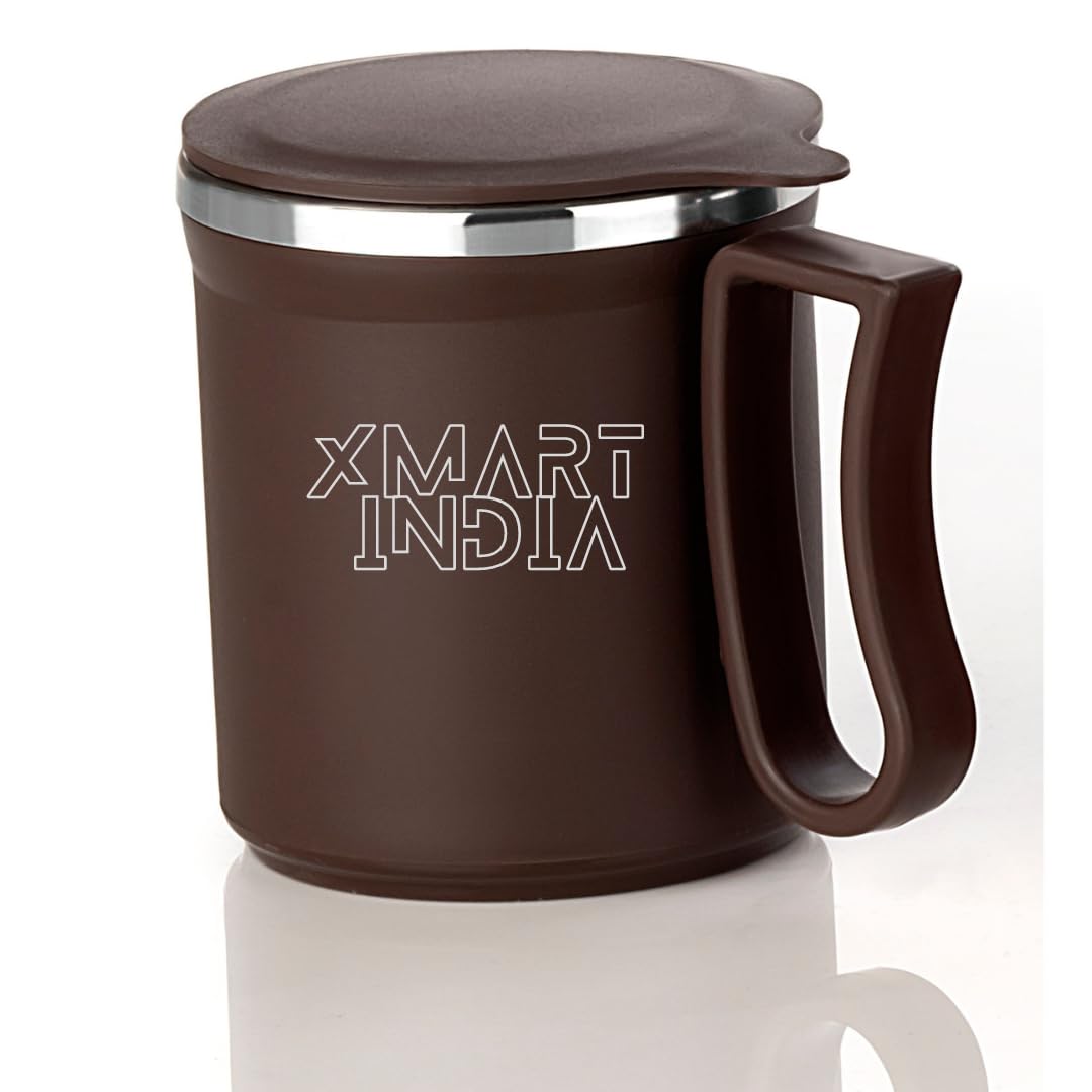 XMART INDIA Coffee Mug Vaccum Insulated Cup Comes with Styling Lid for Tea Milk Coffee Mug Inner Stylist Double Wall Cup for Hom
