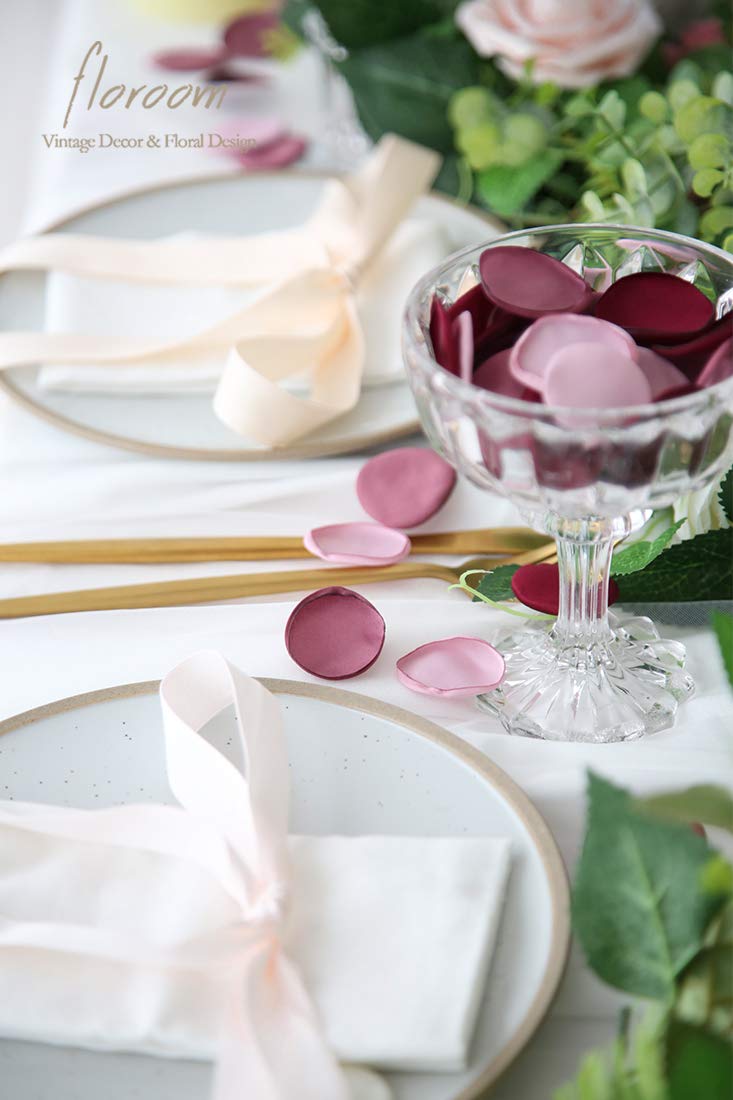 Floroom 300Pcs Silk Rose Petals Burgundy Maroon Mauve Artificial Flower Petals For Wedding Flower Girl Basket Aisle Scatter Tabl
