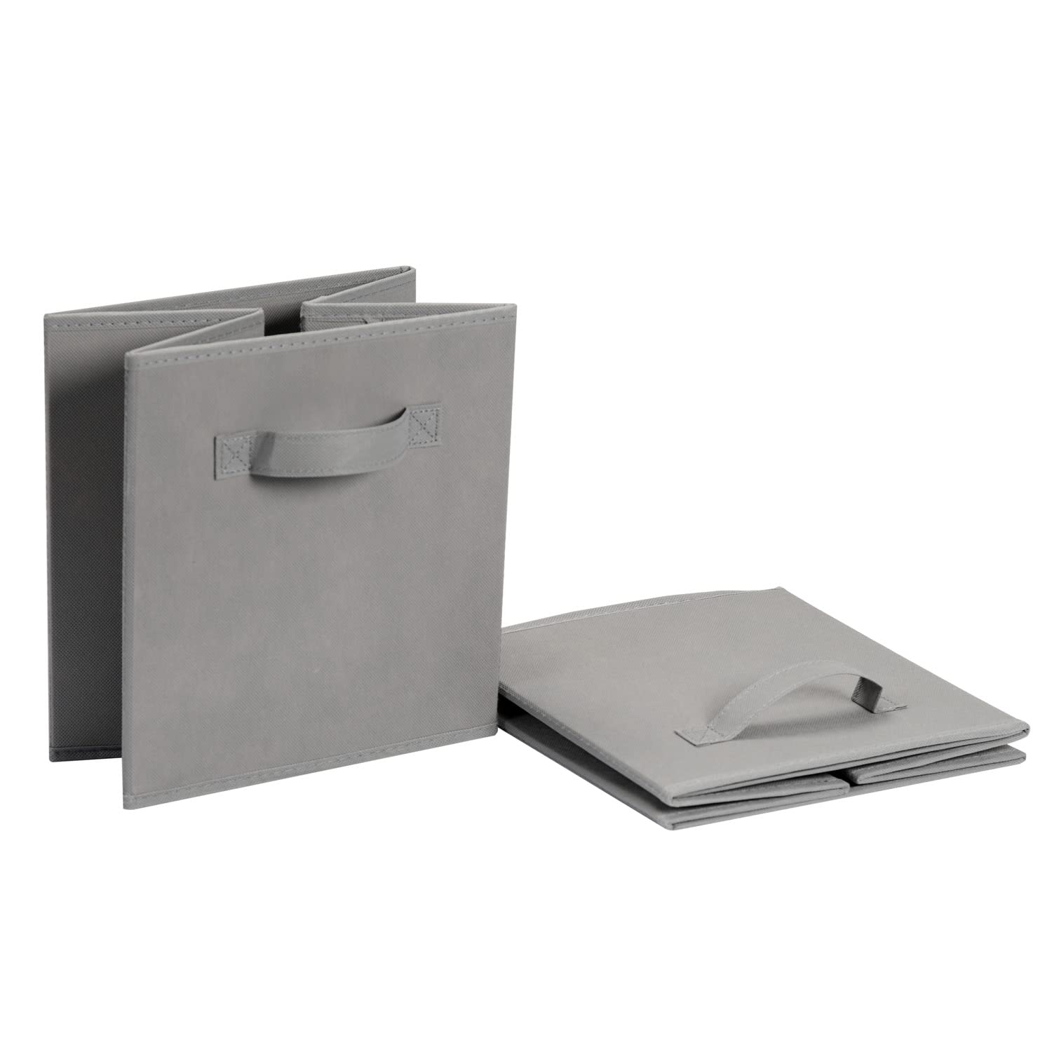 Amazon Basics Collapsible Fabric Storage Cube Organizer With Handles, 13 X 13 X 13 Inch, Gray - Pack Of 6