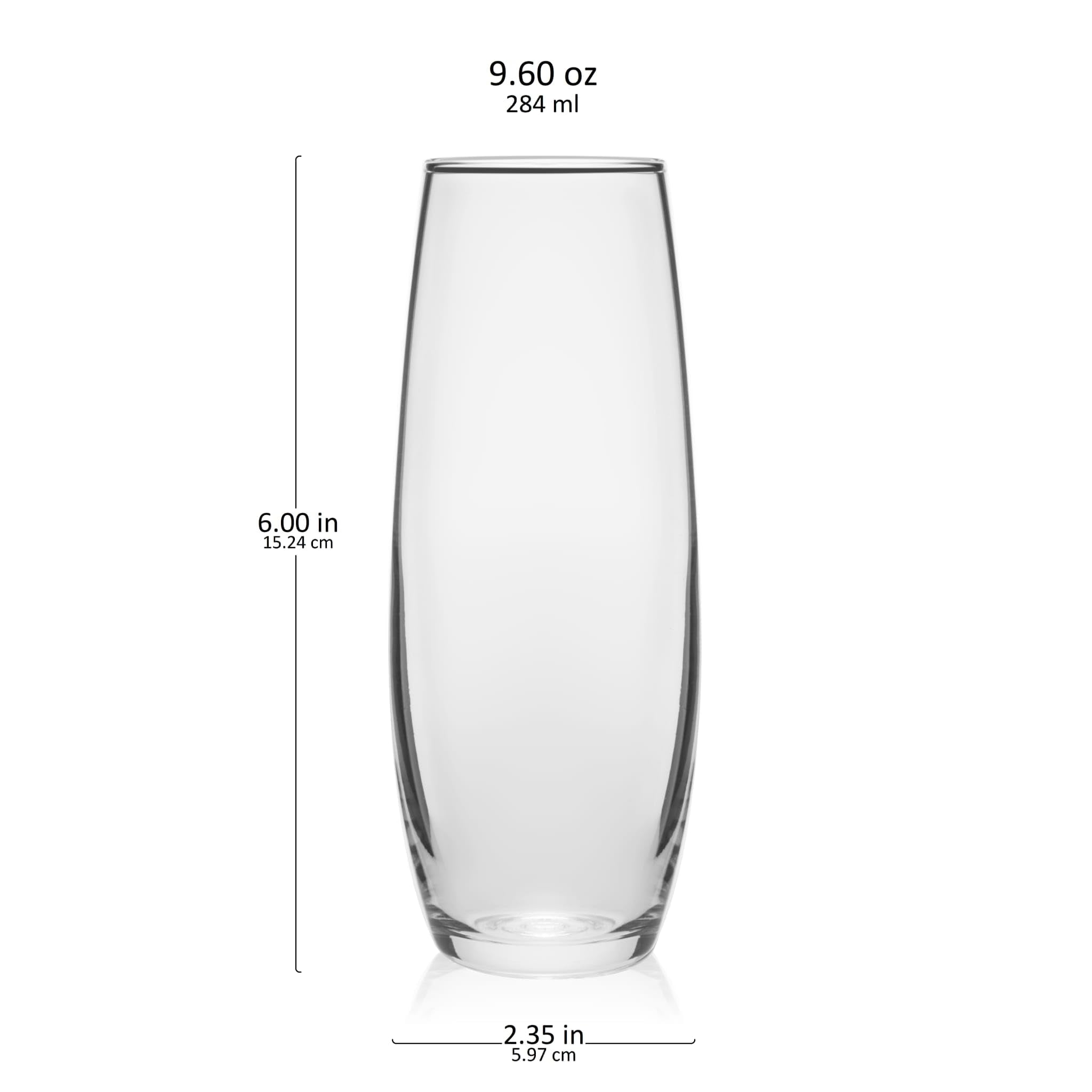Libbey Stemless Flute Glasses, 9.6-Ounce, Set Of 6