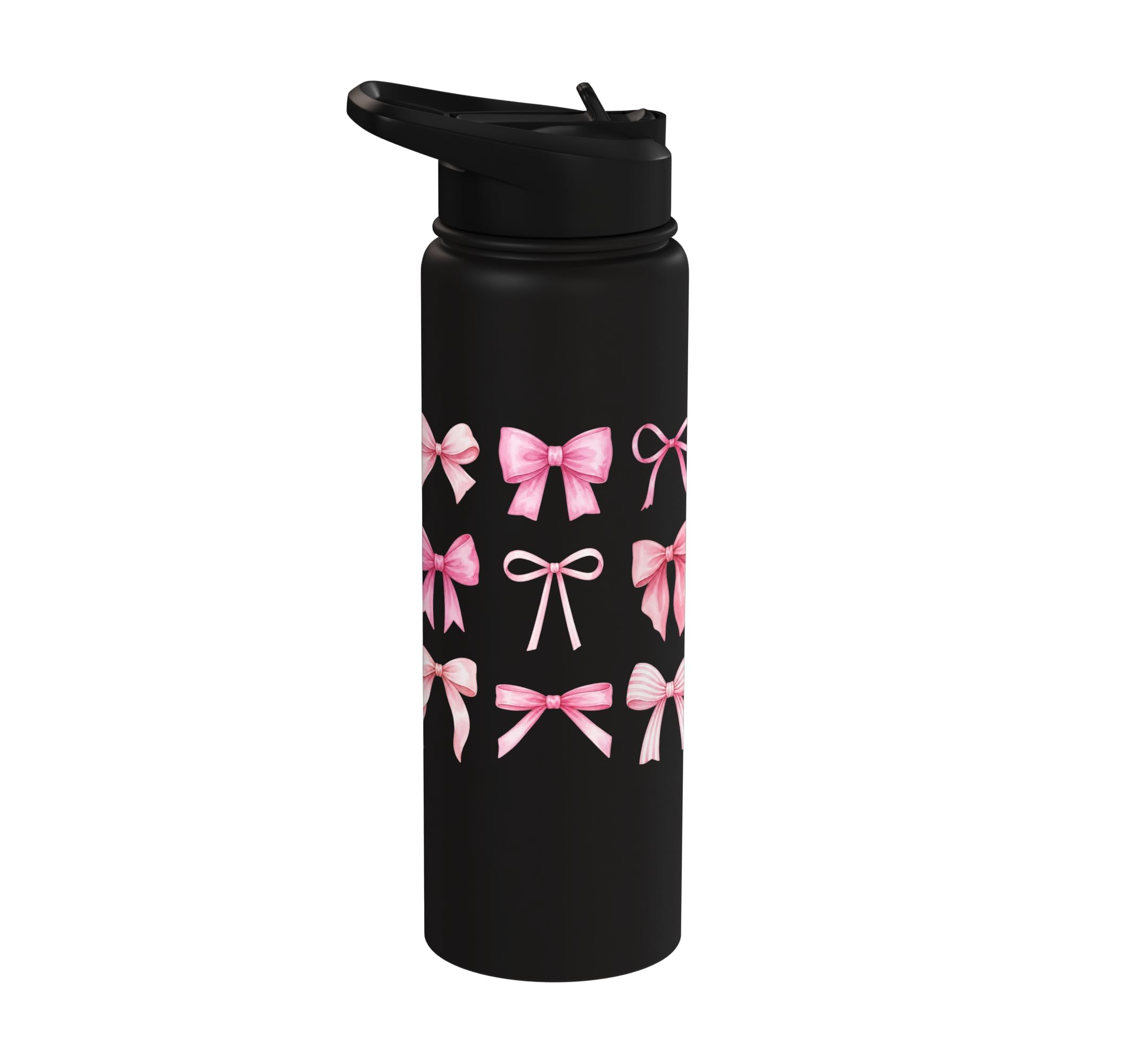 Pink Coquette Bow Ribbon Aesthetic Cute Girls Graphic Stainless Steel Insulated Water Bottle