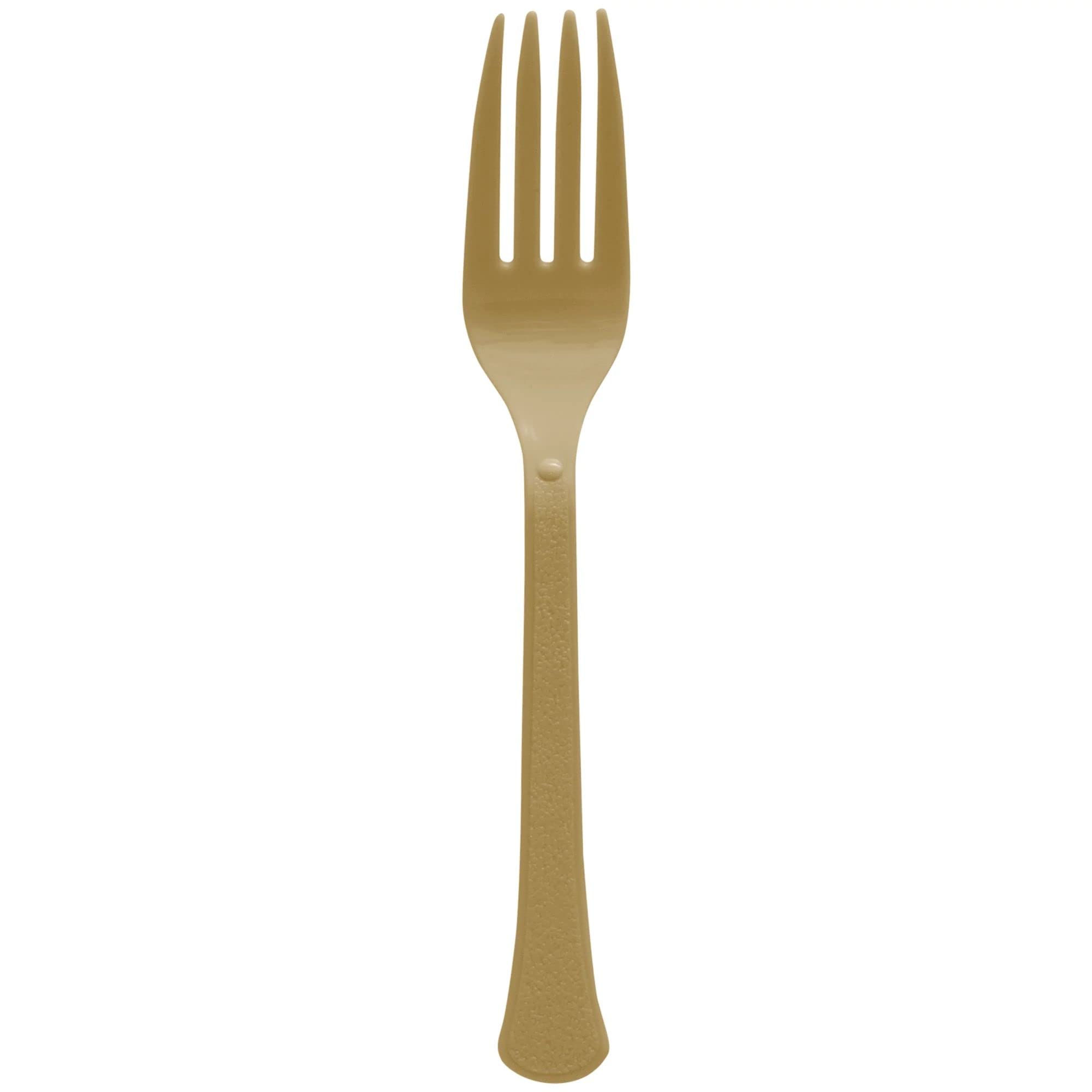 Amscan Premium Heavy Weight Plastic Forks Party Supplies, One Size, Gold