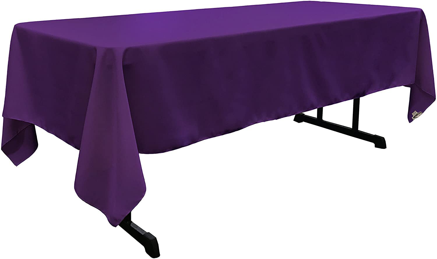LA Linen Polyester Poplin Rectangular Tablecloth  60 by 120-Inch  Purple