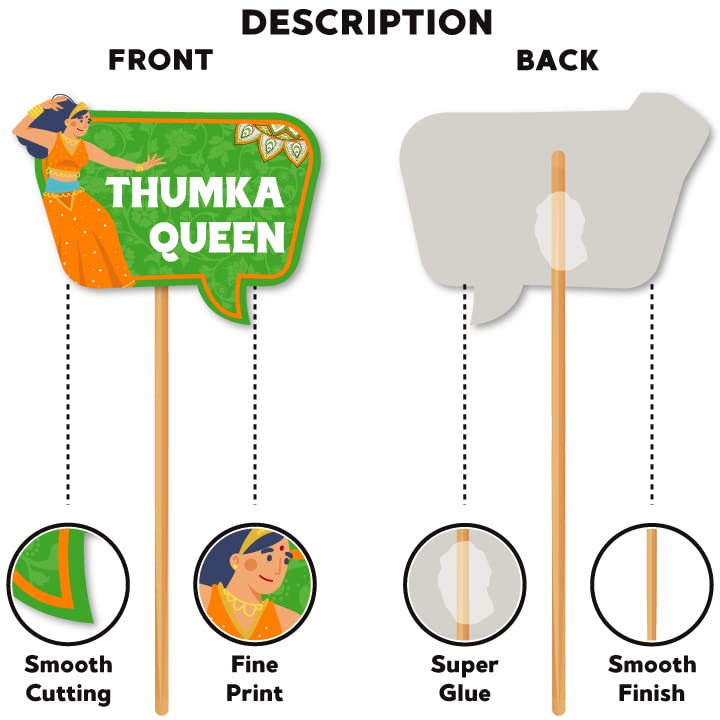 Festiko 24 Pcs Mehendi Photobooth Props, Mehendi Ceremony Props, Mehendi Function Decorations, Wedding Photobooth Props, Mehendi