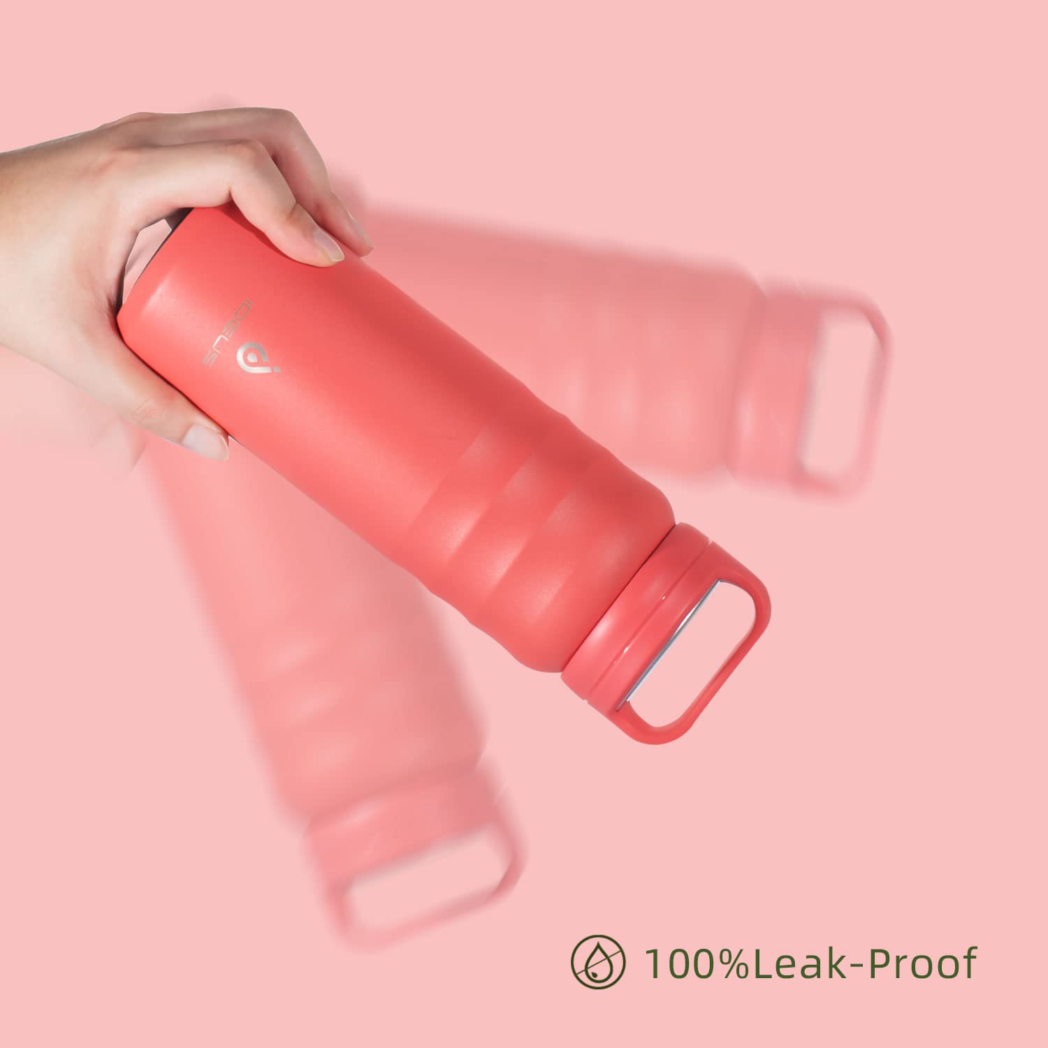 Ideus Insulated Stainless Steel Water Bottle With 2 Leak-Proof Lids, Thermal Water Flask For Hiking Biking, 24Oz, Red