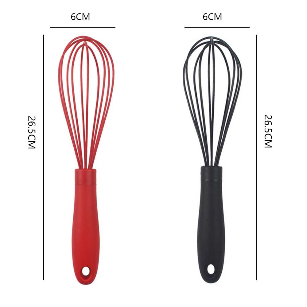 2Pcs Silicone Whisk Heat Resistant Silicon Whisk Kitchen For Non-Stick Cookware For Blending Whisking Beating Frothing Stirring