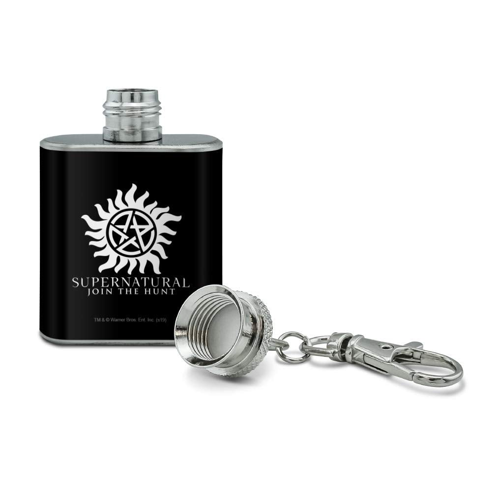 Supernatural Anti Possession Symbol Stainless Steel 1Oz Mini Flask Key Chain