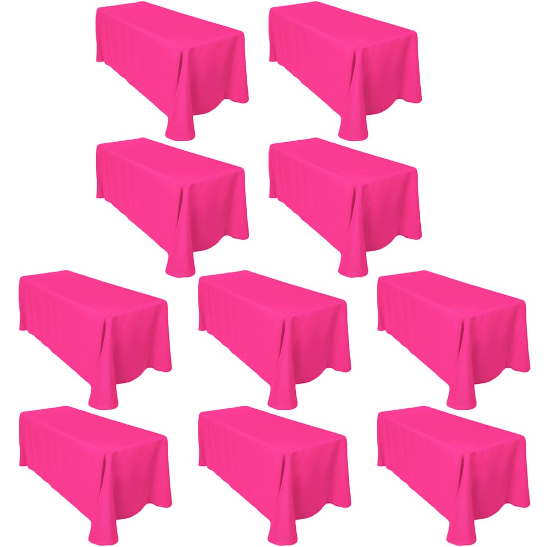Ltc Linens 10-Pack Bulk 90X132 Inch Fuchsia Rectangular Tablecloths - Rounded Corners Table Cloths For 6 Ft Tables Floor-Length