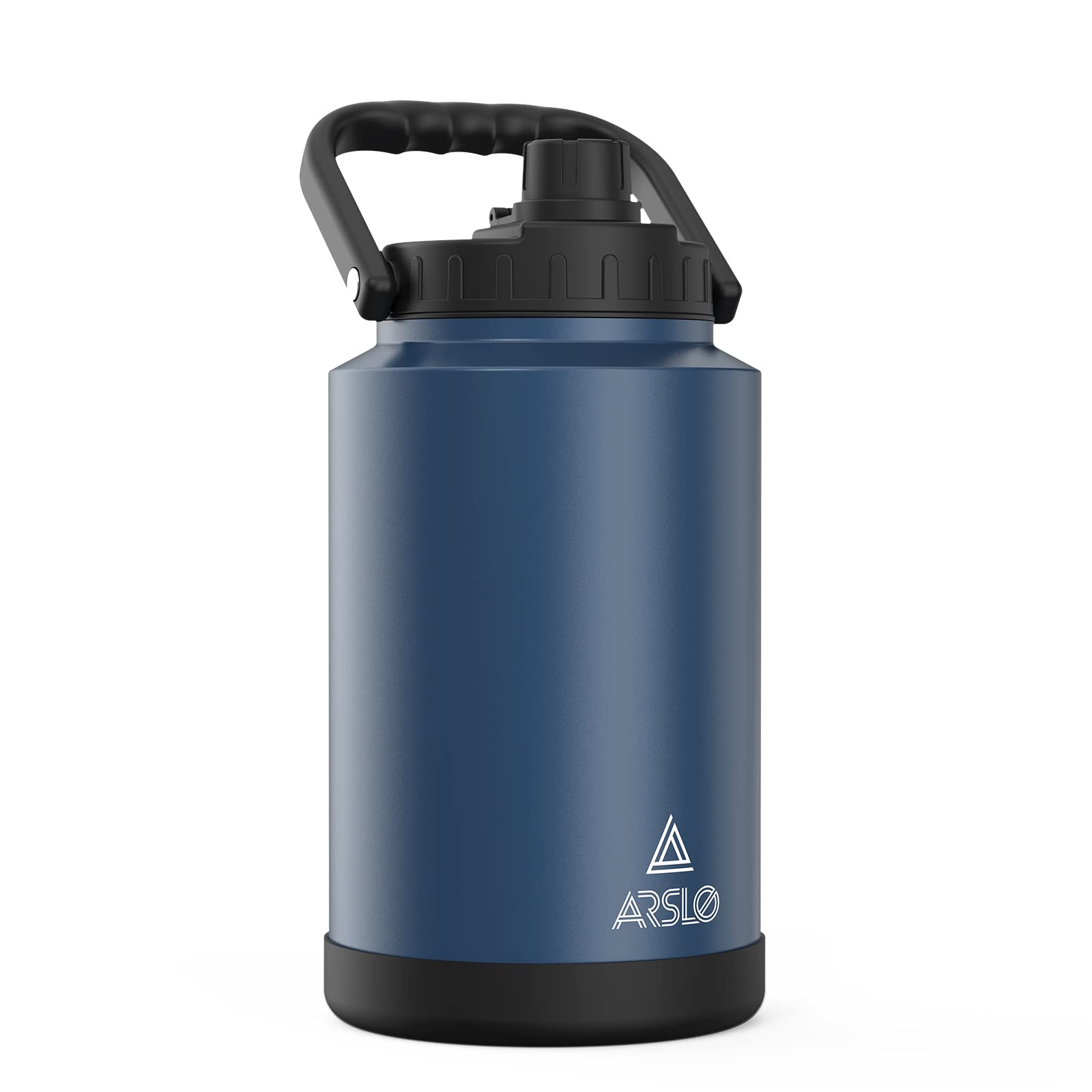 Arslo Large Insulated Water Jug With Handle, One Gallon Insulated Water Bottle, One Gallon Stainless Steel Water Bottle, Dark Bl