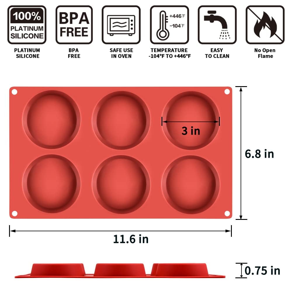 Caketime Muffin Top Pan - 3 Inch Round Silicone Egg Molds For Breakfast Sandwiches, Nonstick Egg Baking Pan For English Muffins,