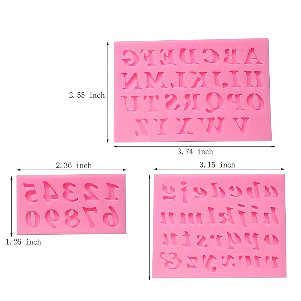 19 Pcs Silicone Fondant Letter Molds Fondant Cake Decorating Tools Set, 3D Letter Alphabet Number Molds, Cake Supplies Crafts Cl