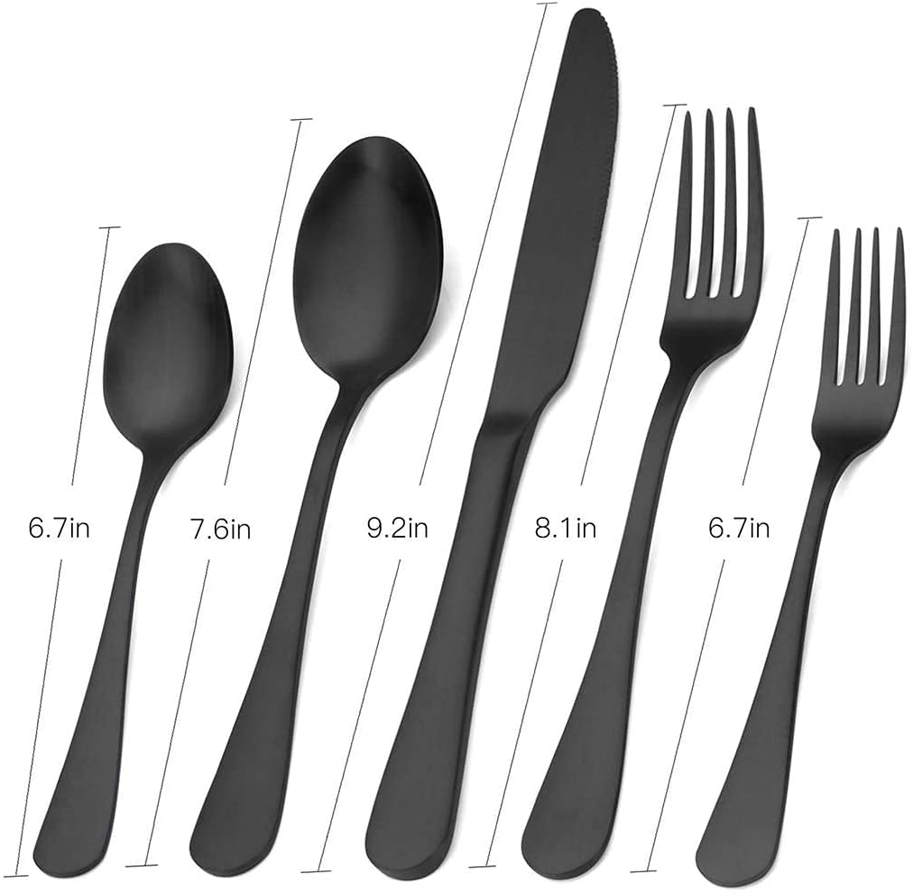 Matte Black Silverware Set,Sharecook Satin Finish 30-Piece Stainless Steel Flatware Set,Kitchen Utensil Set Service For 6Tablewa