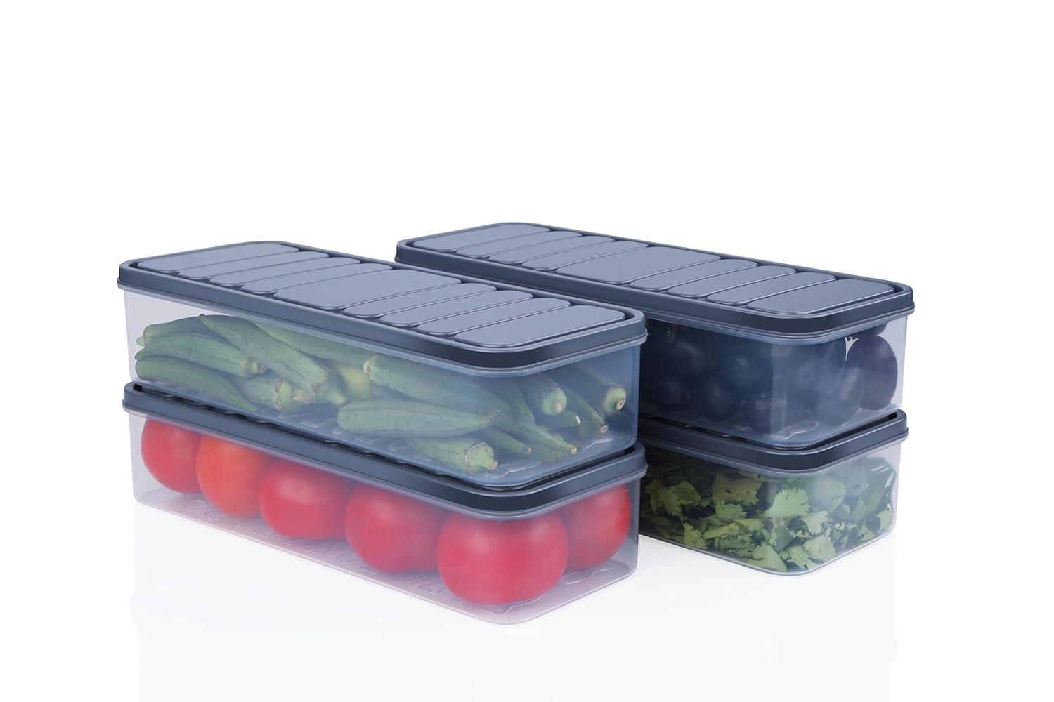 Ucravo 4Pcs 1200Ml Egg Fish Storage Box Food Container Keep Eggs Fresh Refrigerator Organizer Kitchen Dumplings Storage Containe