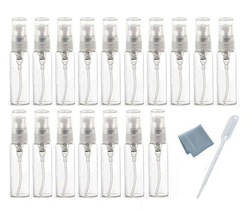 Elfenstal- 20Pcs Empty 10Ml Clear Fine Mist Atomizer Glass Bottle Spray Refillable Perfume Empty Bottle Glass Clean Cloth For Tr
