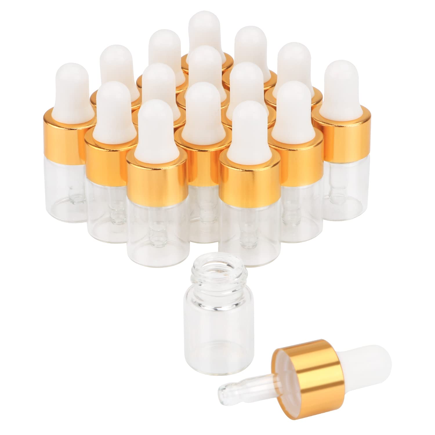 Wresty 2Ml(5/8 Dram) Small Mini 15 Pcs Clear Glass Dropper Bottles Essential Oil Vials Travel Refillable Diy Cosmetic Sample Con