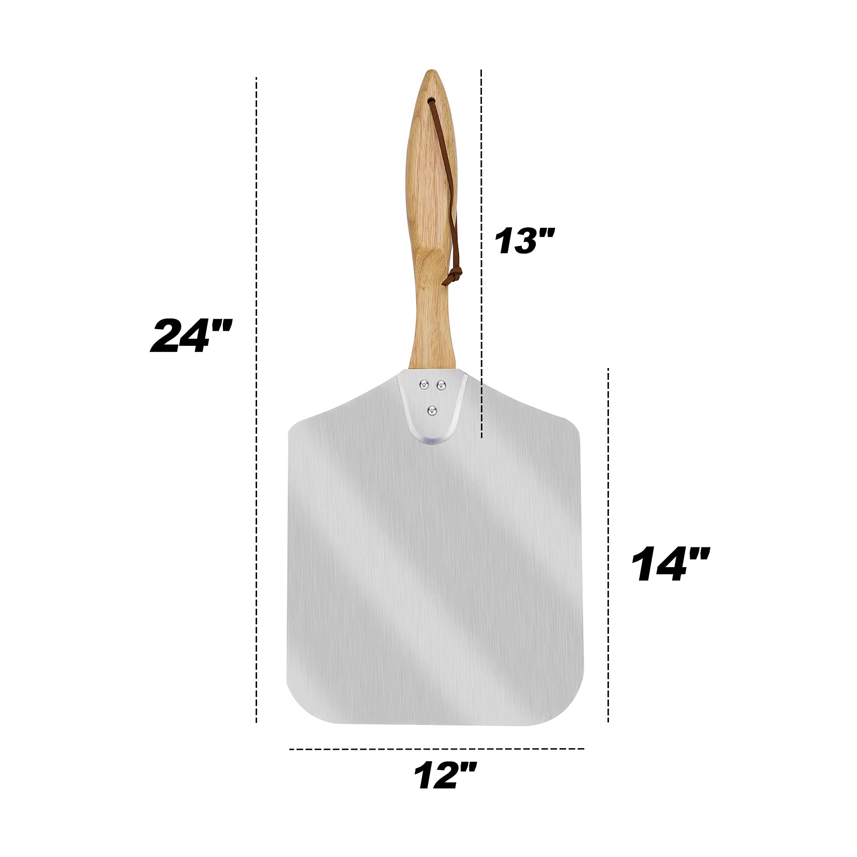 Skyflame Kitchen Supply Aluminum Pizza Peel With Wooden Handle 12 Inch X 14 Inch, Pizza Paddle For Baking Homemade Pizza Bread
