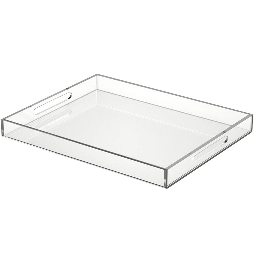 Niubee Acrylic Serving Tray 16X20 Inches -Spill Proof- Clear Decorative Tray Organiser For Ottoman Coffee Table Countertop With