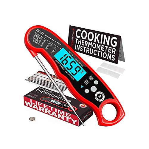 Alpha Grillers Instant Read Meat Thermometer For Grill And Cooking. Best Waterproof Ultra Fast Thermometer With Backlight & Cali