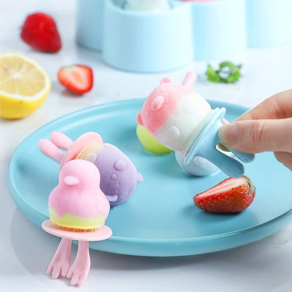 Mini Ice Pop Molds Bpa Free, Silicone Reusable Small Popsicle Molds With Sticks, Diy Ice Cream Makers [Cavity Of 6], Funny Anima