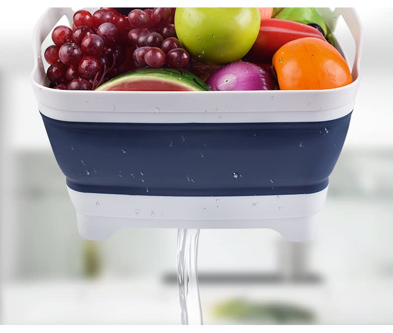 Montnorth Dishpan For Washing Dishes,9L Collapsible Dish Tub Portable Sink,Wash Basin,Foldable Laundry Tub,Washing Basin With Dr