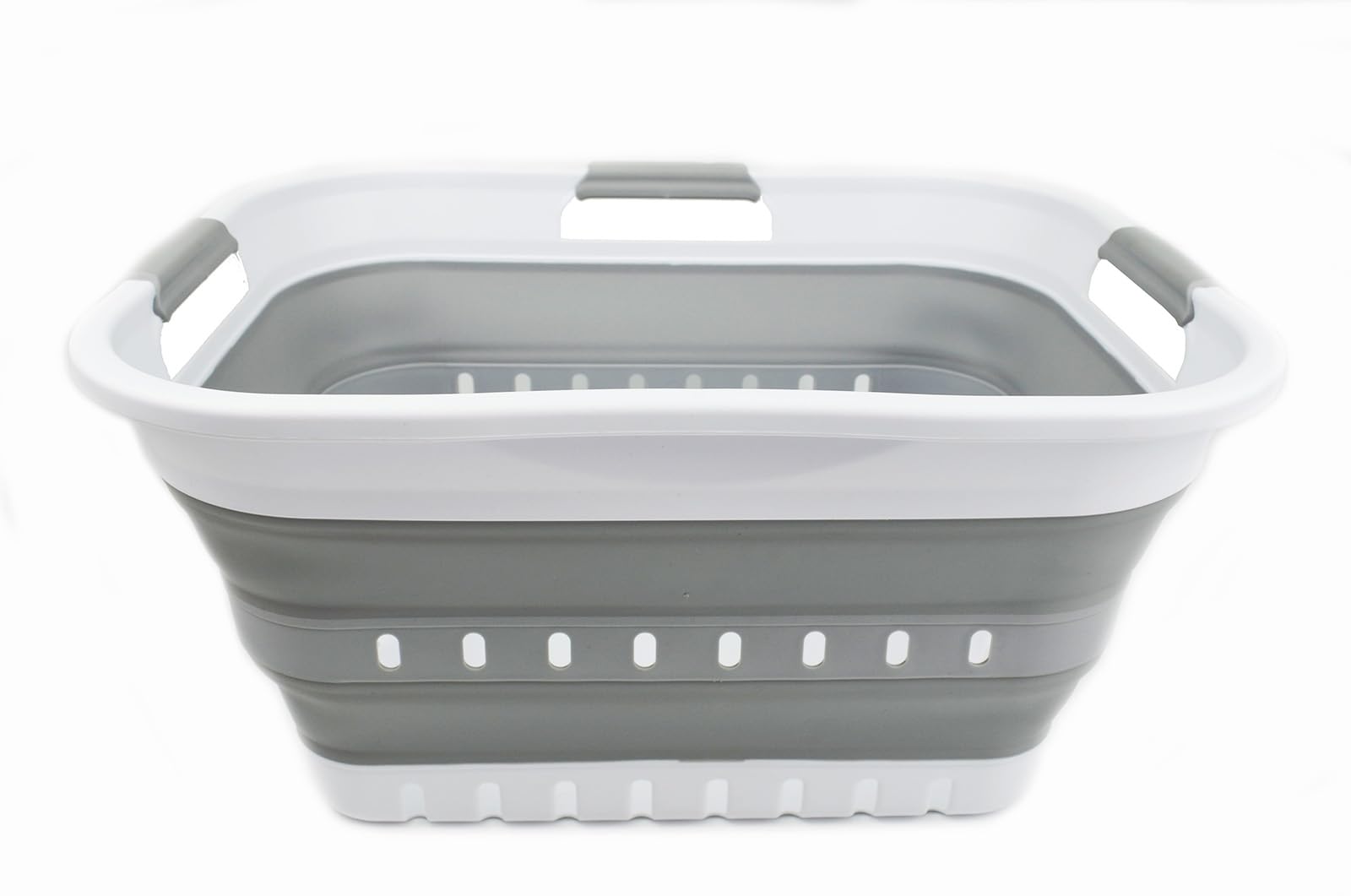 Sammart 30L (8 Gallon) Collapsible 3 Handled Plastic Laundry Basket - Foldable Pop Up Storage Container/Organizer - Space Saving