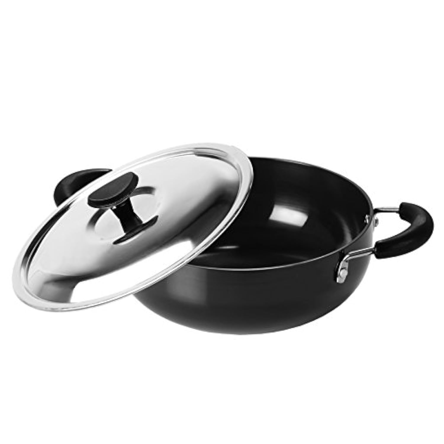 Sumeet 3Mm Hard Anodised Deep Kadhai Size 10 In Diameter (185Mm) (1 Ltr) With Stainless Steel Lid