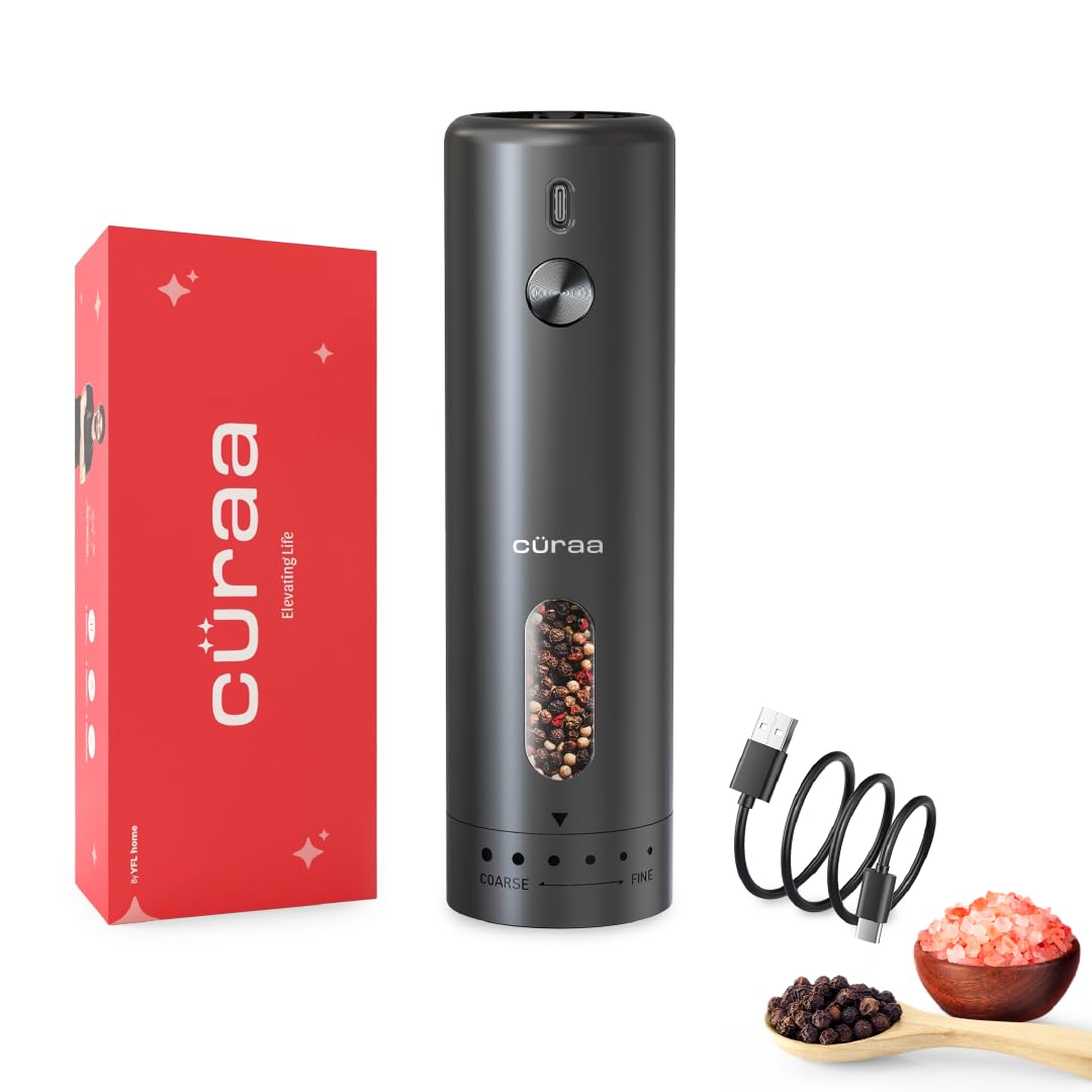 Craa Electric Pepper Grinder | Automatic Pepper Mill With External Adjustable Coarseness For Precision Seasoning, OneHand Opera