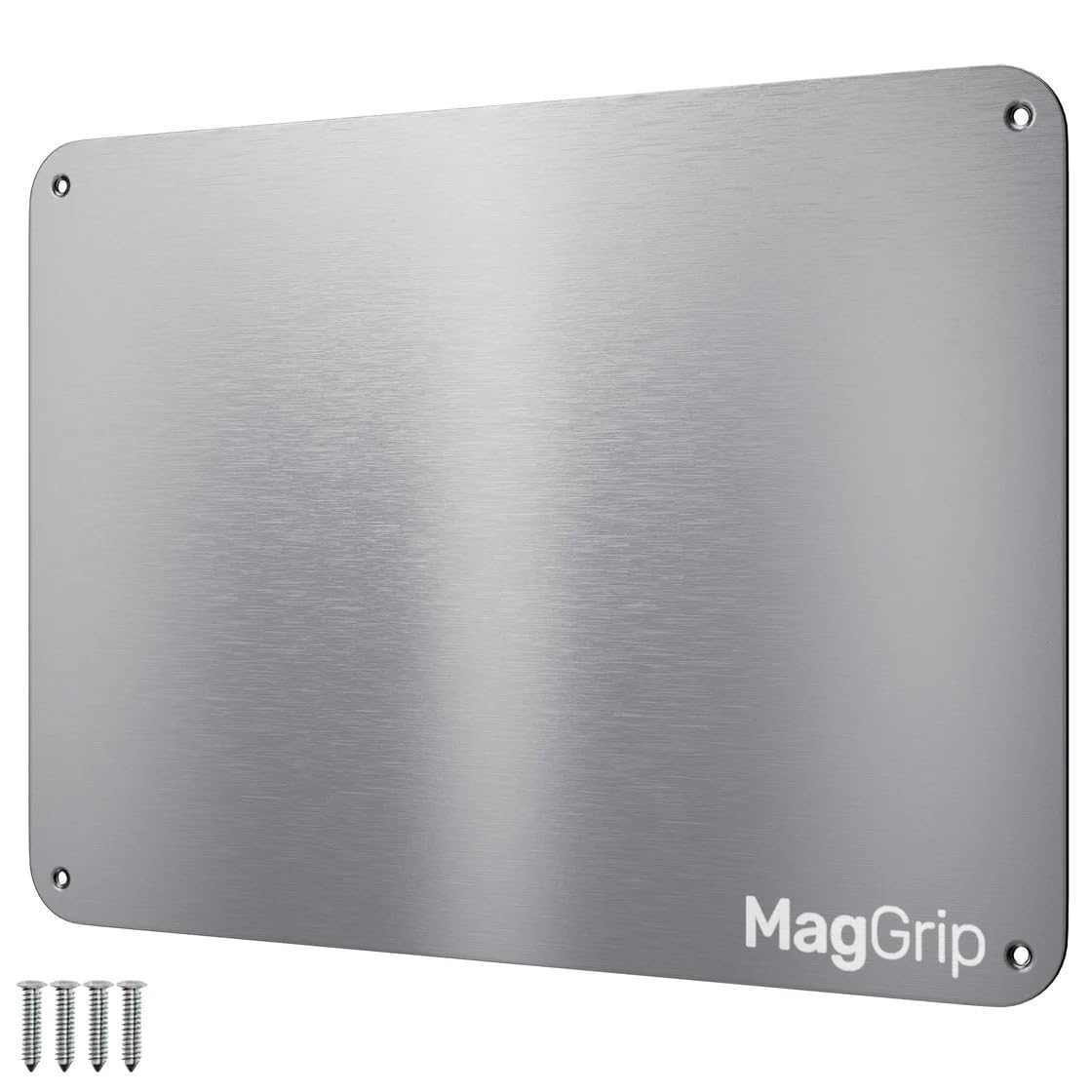 9.5 Inches X 6.5 Inches Stainless Steel Plate For Magnets, 3M Adhesive Back, Mounting Screws, Ideal For Magnetic Shelf, Spice Ho