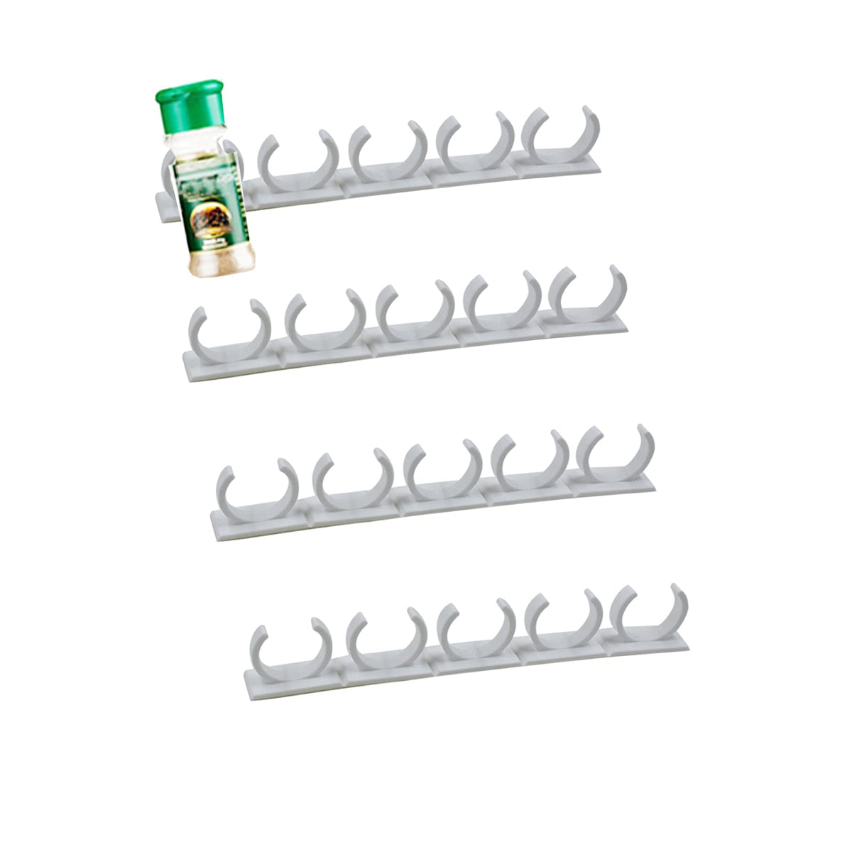 4 Pack 20-Clips Spice Gripper Clip Wall Mounted Kitchen Spice Jar Rack,Organizer Rack,Seasoning Jar Storage Holder,Bottles Clip,