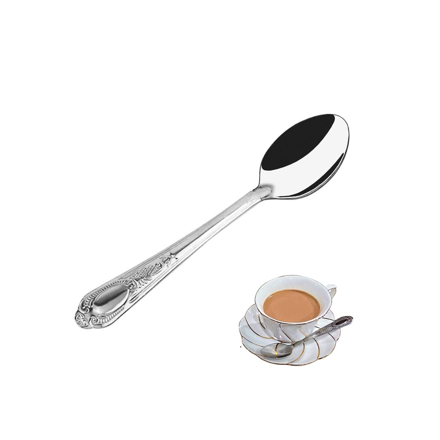 Teaspoon 12 Pieces Stainless Steel Mirror Polished Dishwasher Safe Rust And Heat Resistant Dessert Spoons
