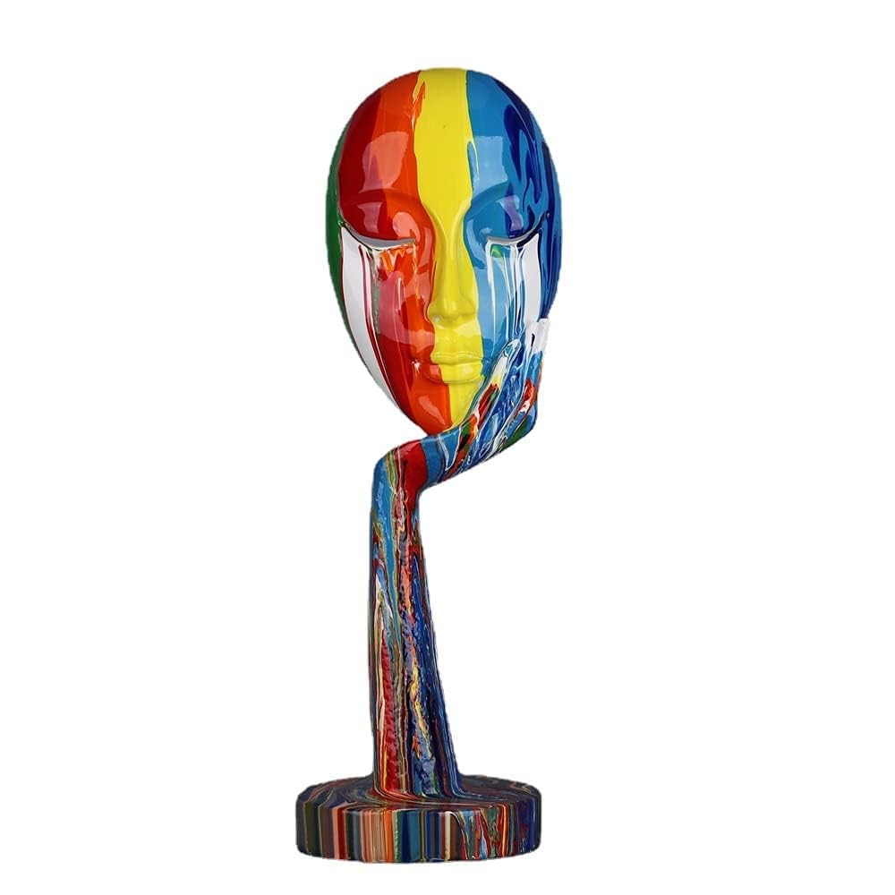 suruim Simple Creative Colorful Female Face Art Statue Thinker Lady Sculpture Abstract Character Crafts Ornament Home Office Bed