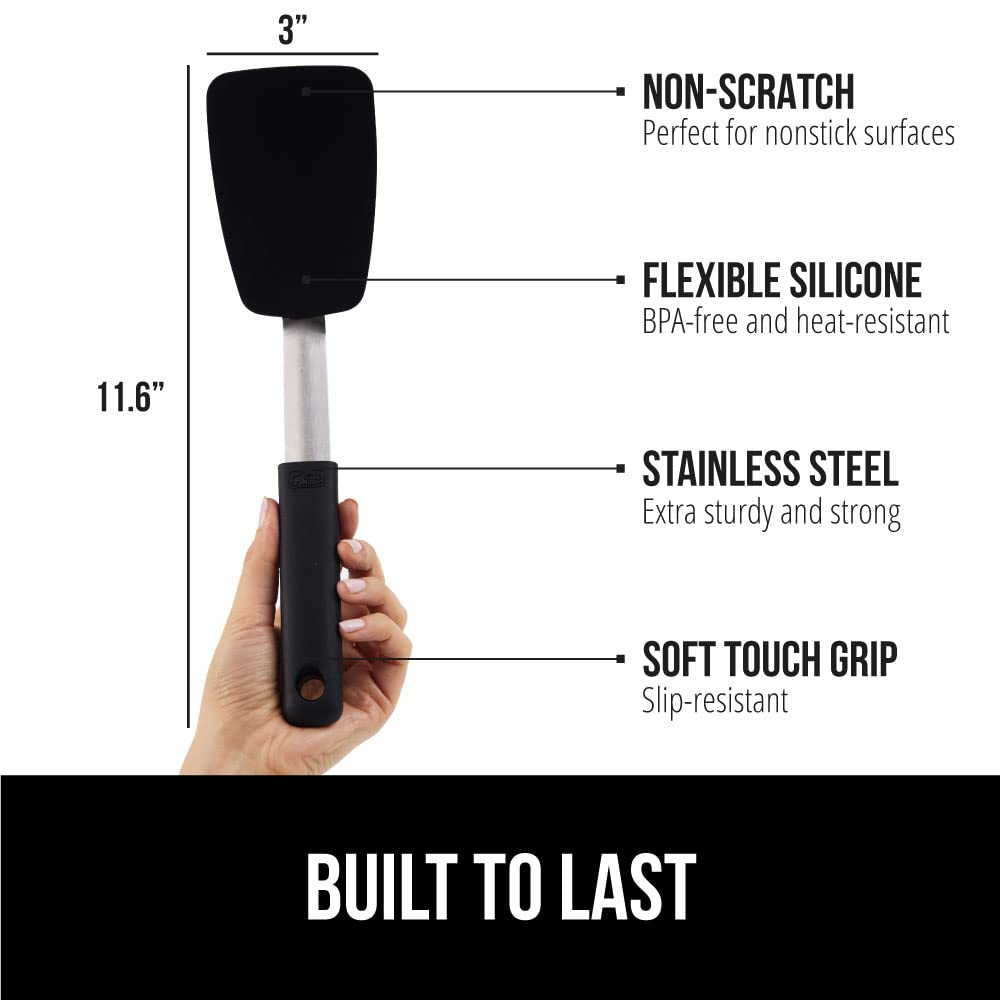 Gorilla Grip Nonstick Heat Resistant Bpa-Free Silicone Spatula, Non Scratch Flexible Head For Pans, Slip Resistant Soft Rubber H