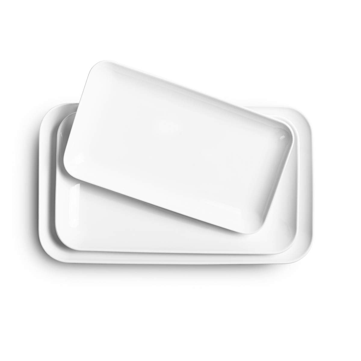 Delling Large Serving Platter Set 16/14/12Inch Large Serving Tray - Rectangular White Serving Trays For Party, Sushi, Oven Safe