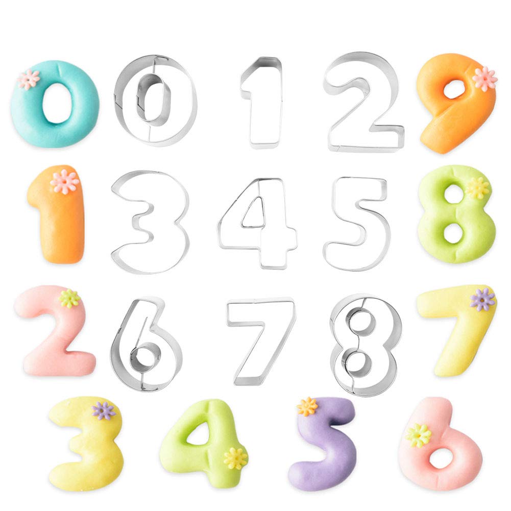 9-Piece Stainless Steel Numbers Cookie Cutter Mold Set Small Biscuits Fondant Chocolate Cutter Mould For Diy New Year Birthday P