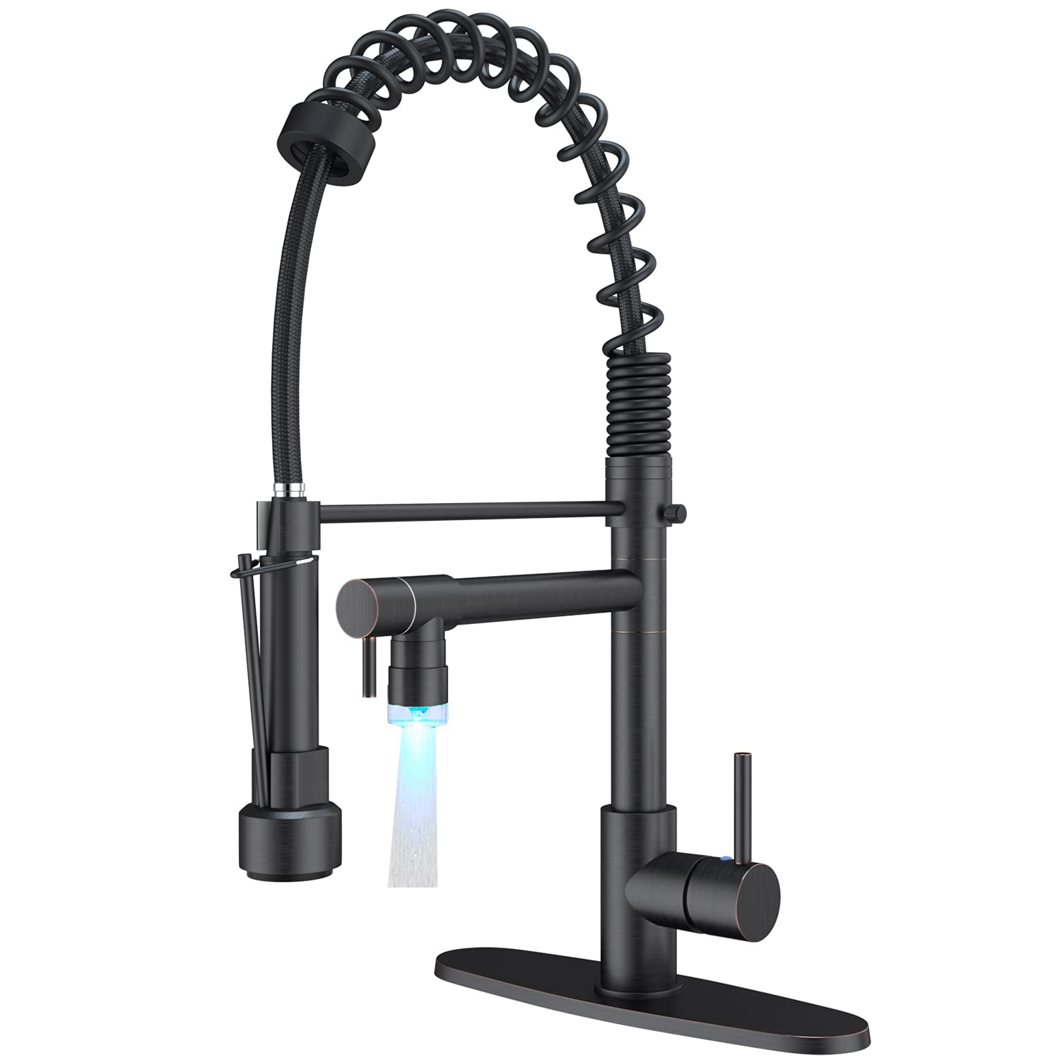 Neierthodore Commercial Pull Down Kitchen Faucet Sprayer With Led Single Handle Spring Kitchen Sink Faucet With Lock Sprayer Hig